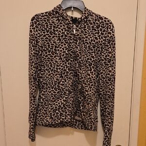 Leopard Print Women's Longsleeve Hoodie Top